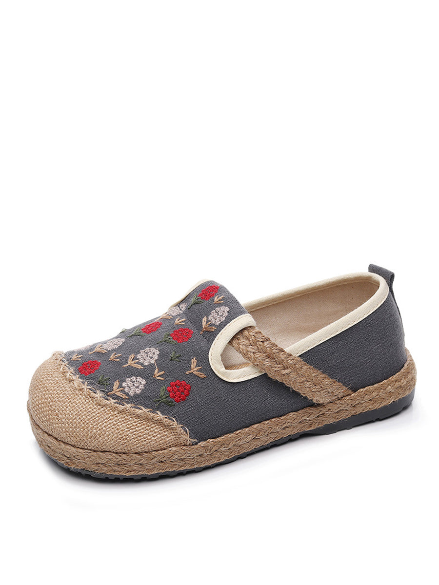 Chaussures d'été en lin et coton brodées artistiques pour femmes ZZ1005