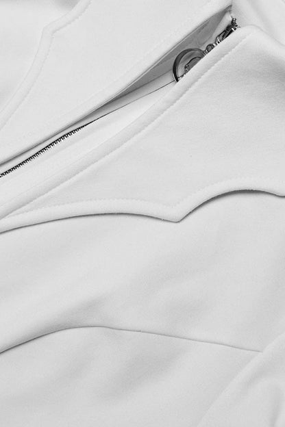Ivory Bat Collar Long Flared Sleeve Slim Gothic Women's Blouse