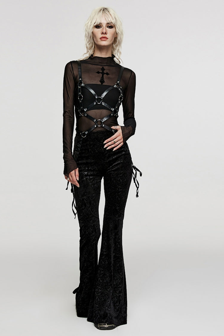 Steampunk PU Leather Harness with Metal Ring Buckles