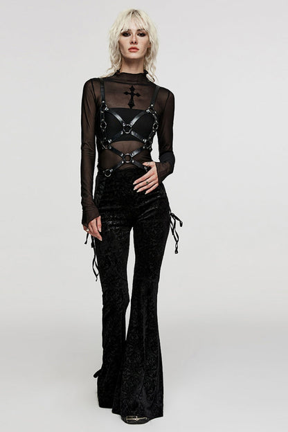 Steampunk PU Leather Harness with Metal Ring Buckles
