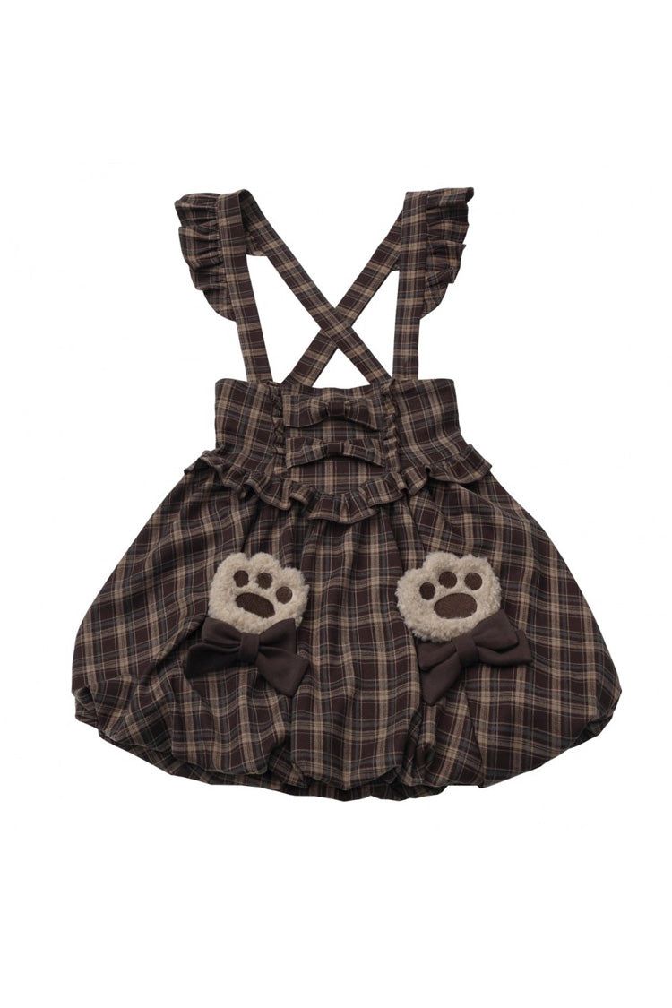 Fluffy Bear Sleeveless Ruffle Bow Sweet Lolita Strap Dress