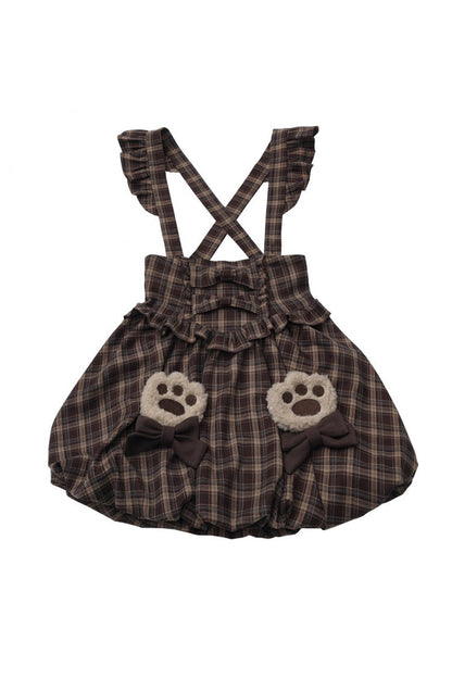 Fluffy Bear Sleeveless Ruffle Bow Sweet Lolita Strap Dress