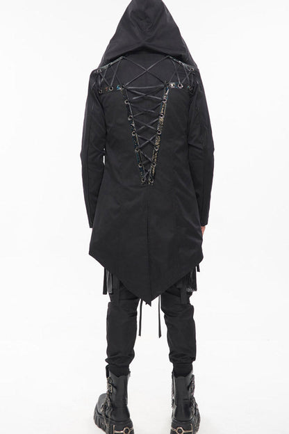 Windproof Hooded Casual Coat with Back Strap Detailing
