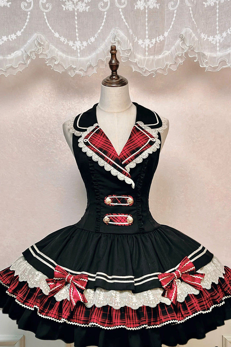 Ebony V-Neck Printed Tiered Bow Collegiate JSK - Honor Guard Gala