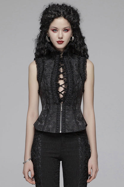 Embroidered Floral Lace Gothic Waistcoat for Women