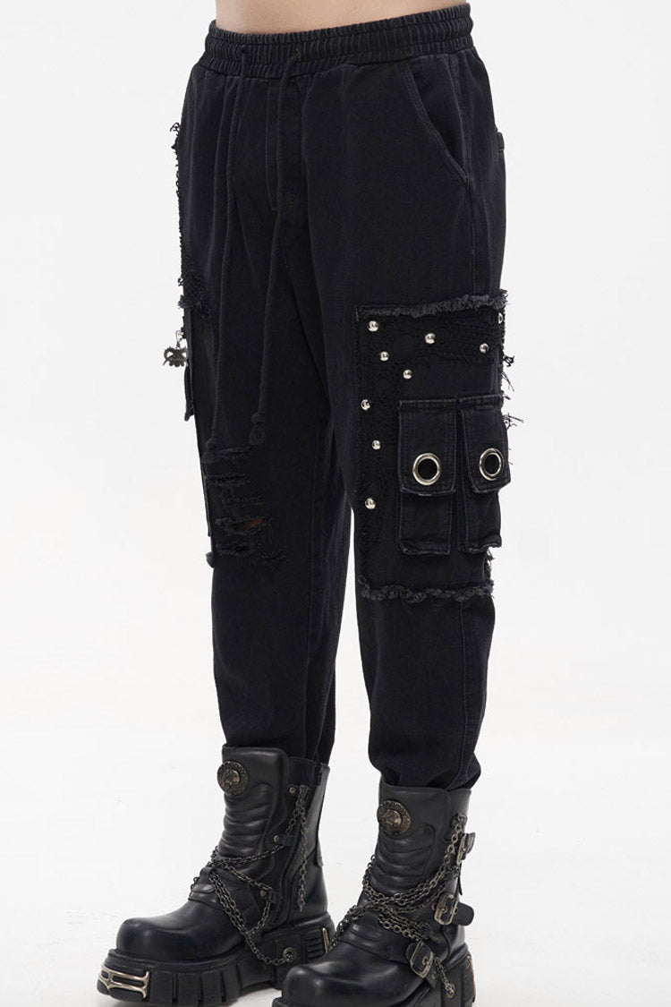 Obsidian Pentagram Chain Embellished Trousers