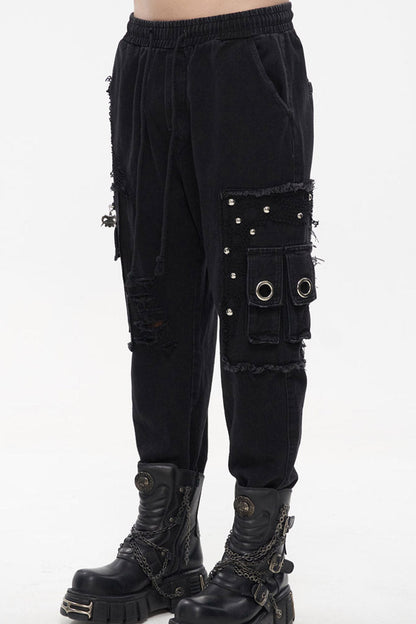 Obsidian Pentagram Chain Embellished Trousers