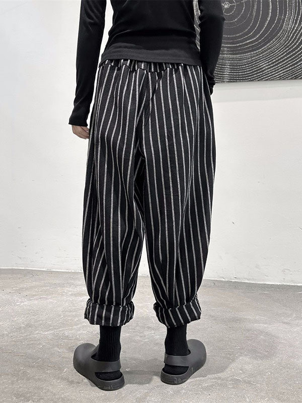 Split-Joint Cool Pattern High-Waisted Striped Pants Harem