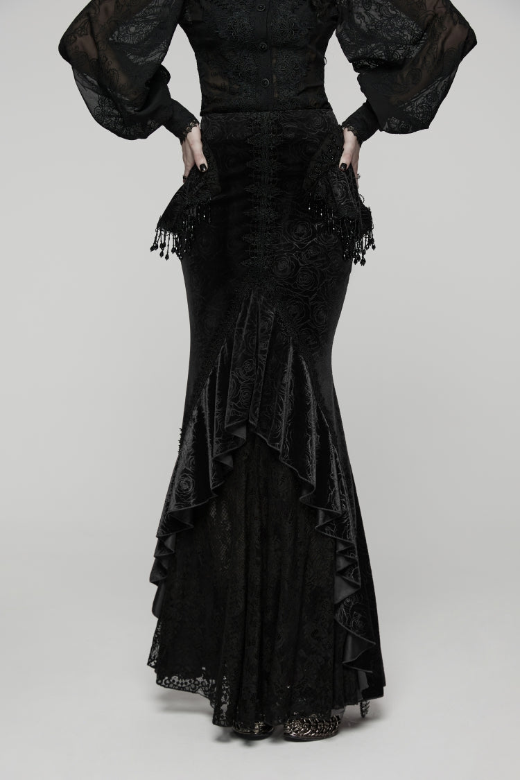 Cut-Out Lace Slim Fishtail Skirt for Women - Palace Cosplay