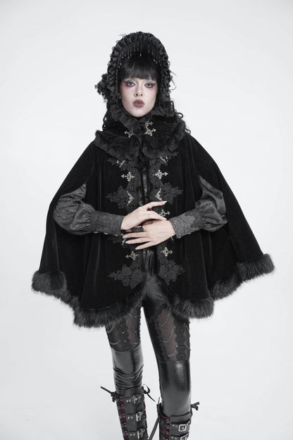 Gothic Royal Velvet Neckwear with Black Jacquard Embroidered Lace Detail