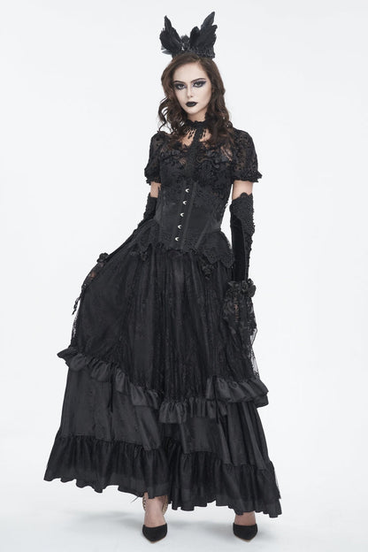 Patchwork Lace-Up Mesh Eyelet Embroidered Royal Underbust Corset