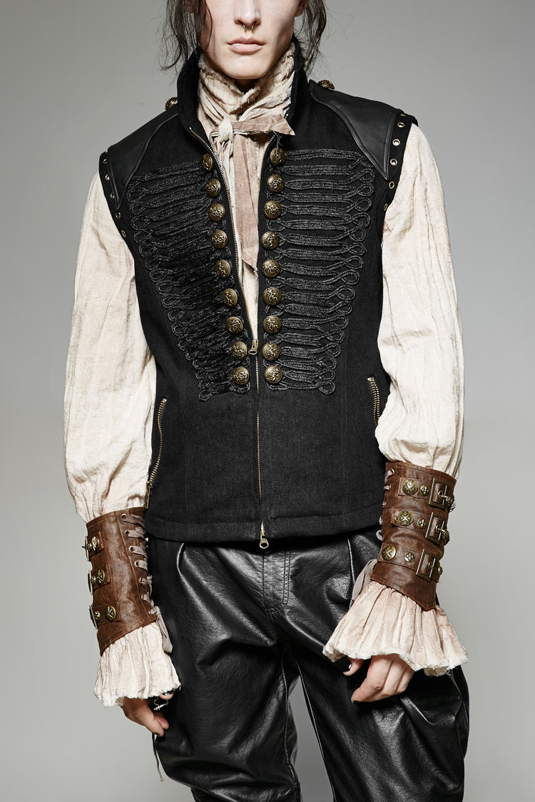 No-Sleeve Double-Breasted Retro Button Steampunk Waistcoat
