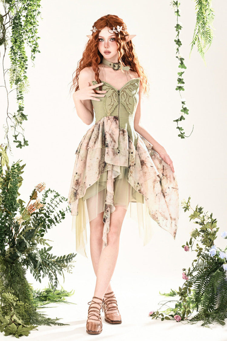 Emerald 3D Butterfly Embroidery Lace Asymmetric Sweet Lolita Jumper Dress