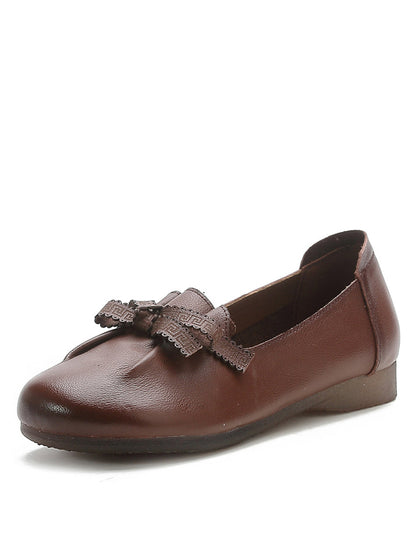 Frauen Sommer Solide Bowknot Gespleißt Leder Schuhe RR1049