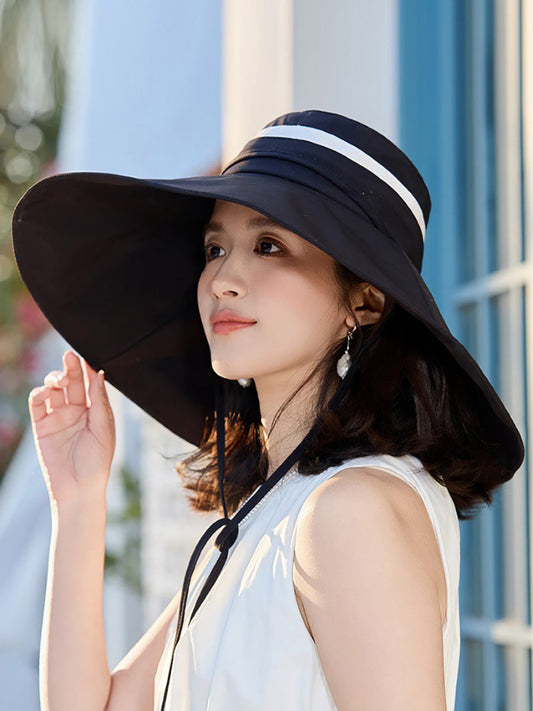 Sunproof Large Brim Women Stripe Hat Casual