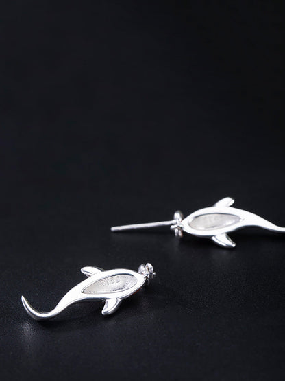 Women Casual Red Koi Sliver Pandent Earrings AI1023