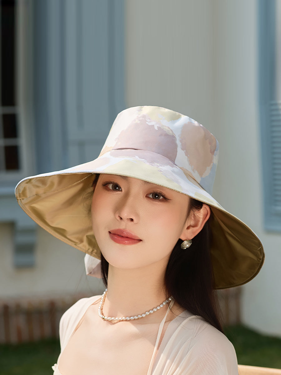Colorblock Sunproof Bowknot Artsy Women Hat