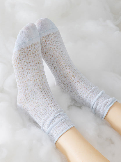 6 Pairs Woen Solid Thin Cotton Socks CX002