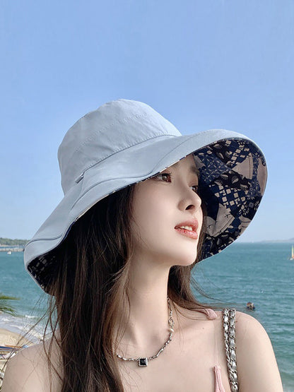 Women Casual Summer Solid Reversible Wearing Collapsible Hat LL005