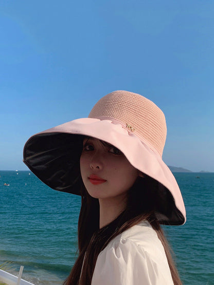 Women Summer Fashion Spliced Solid Sunproof Hat CC011