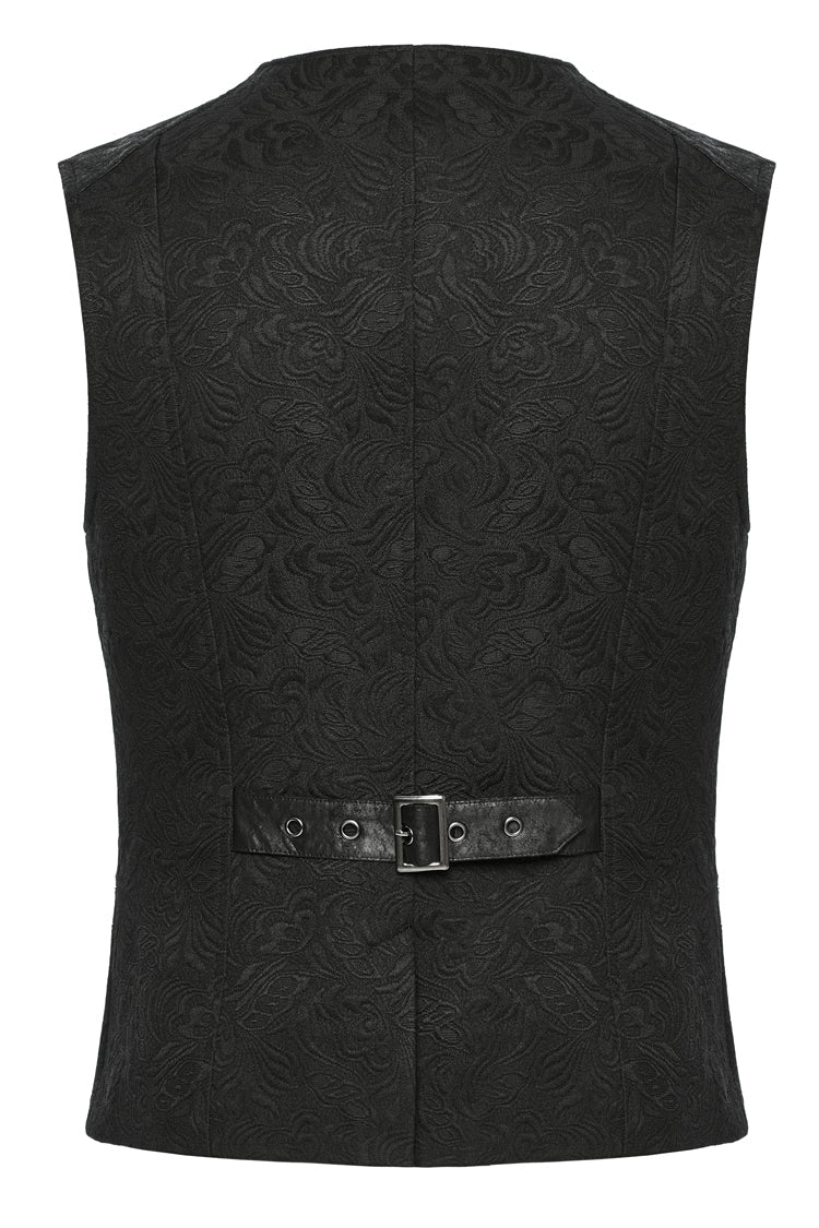 Charcoal Buckle Loop Zip Gothic Vest for Men