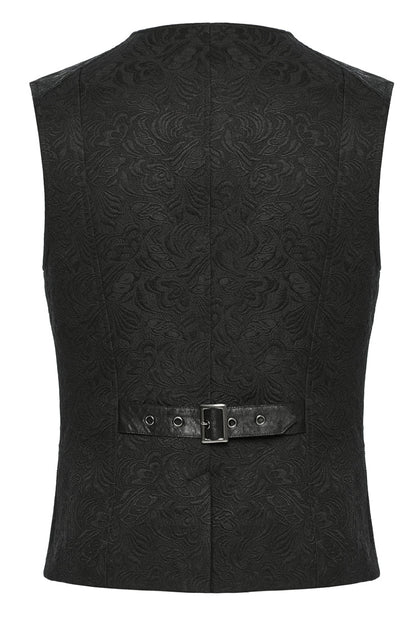 Charcoal Buckle Loop Zip Gothic Vest for Men