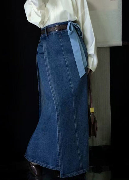 New Blue Waist Spring Denim High Open Skirts Side