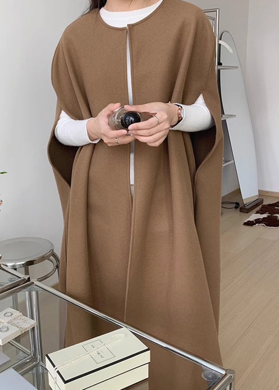 Oversized Pockets Sleeveless Woolen Coats Women Black