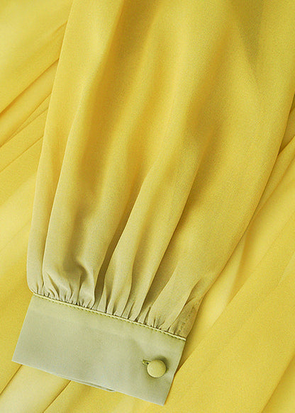 Dress Fall Button Chiffon Gradient Wrinkled Color Ankle Italian