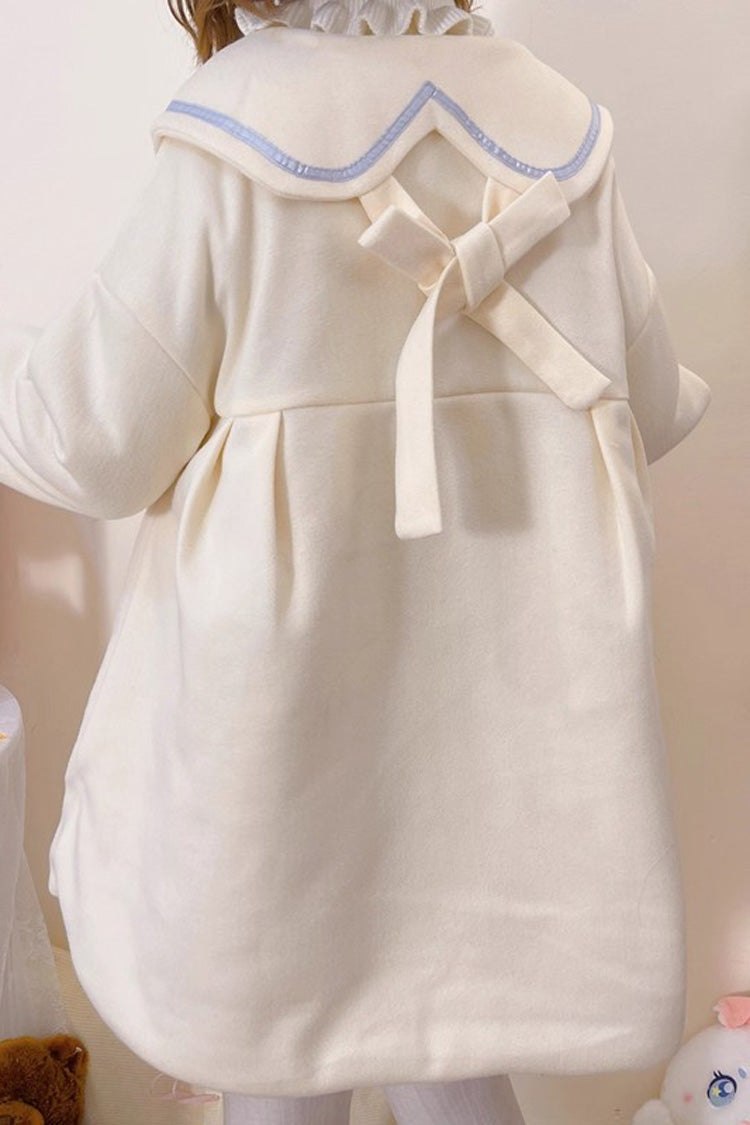 Sweet Lolita Coat with Doll Collar, Long Sleeves & Bowknot Detail, Cream
