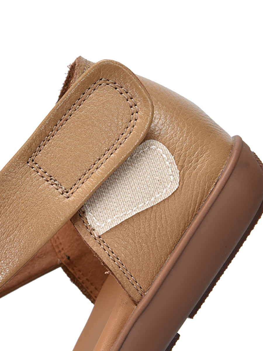 Sandales plates d'été en cuir souple pour femmes ZZ1025