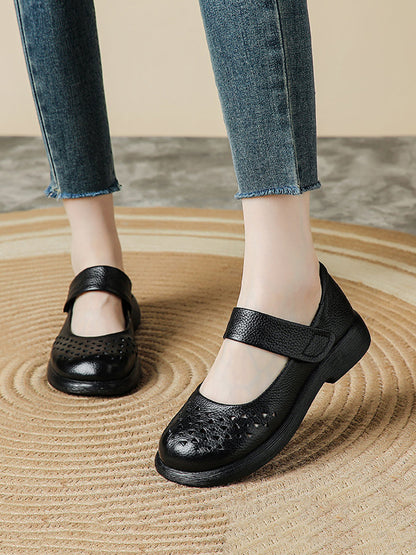 Shoes Leather Platfrom Out Vintage Hollow Women Summer