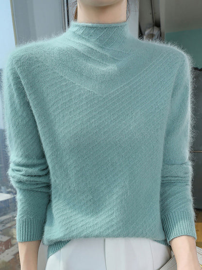 Women Autumn Half Turtleneck Wool Warm Knit Sweater AV1008