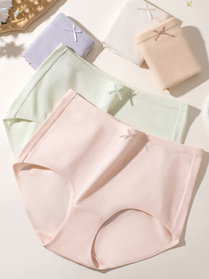 Women 6 Pure Color Underwear Pieces Summer Cotton