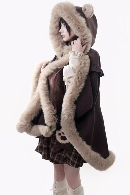 Fluffy Bear Sleeveless Ruffle Bow Sweet Lolita Strap Dress