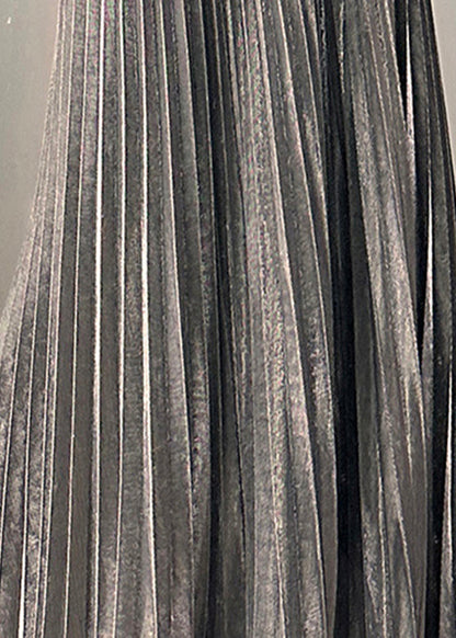 Elastic Casual Silvery Spring A Waist Line Skirt