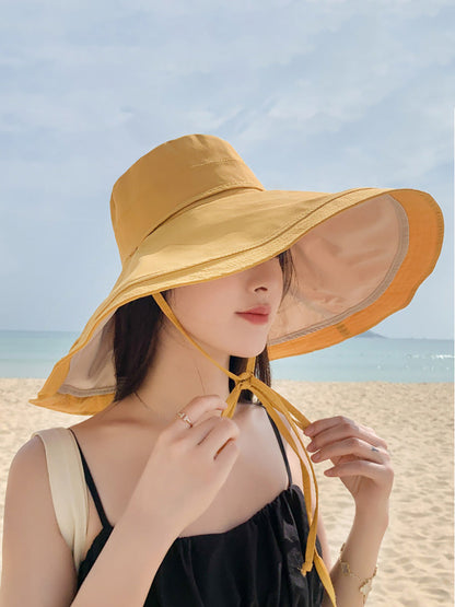Wearing Brim Women Large Casual Hat Dual-side Sunproof