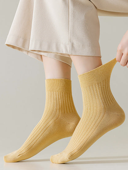 5 Pairs Women Winter Solid 100%Cotton Socks BA1031