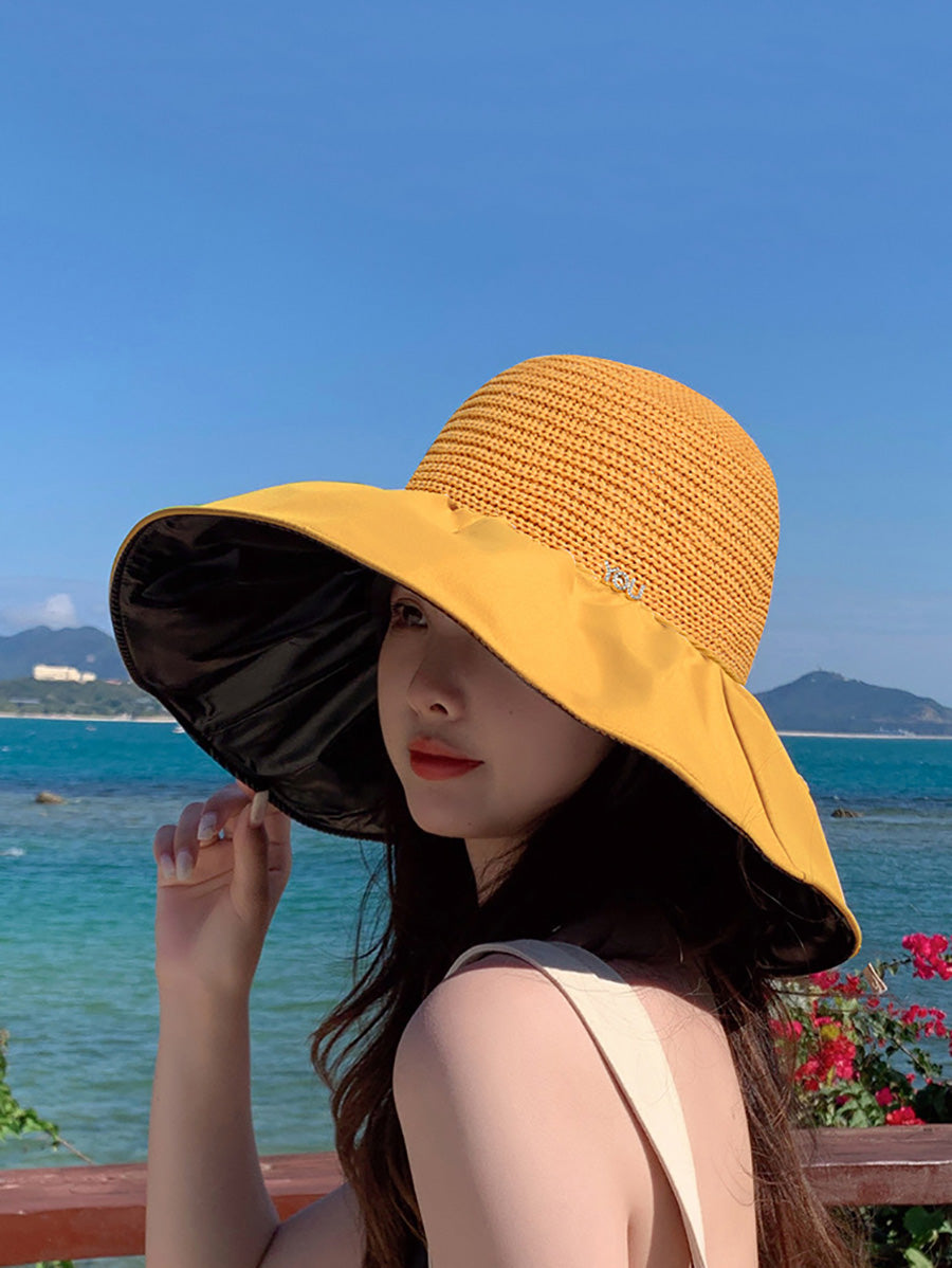 Women Summer Fashion Spliced Solid Sunproof Hat CC011