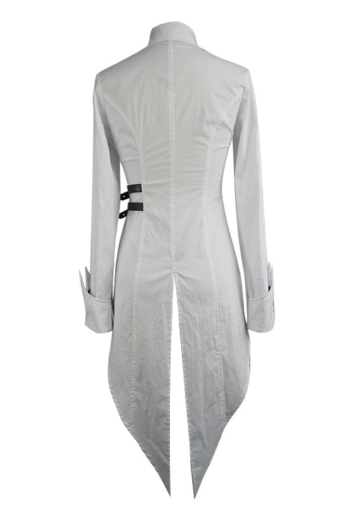 Ivory Cotton Long Swallowtail Punk Blouse