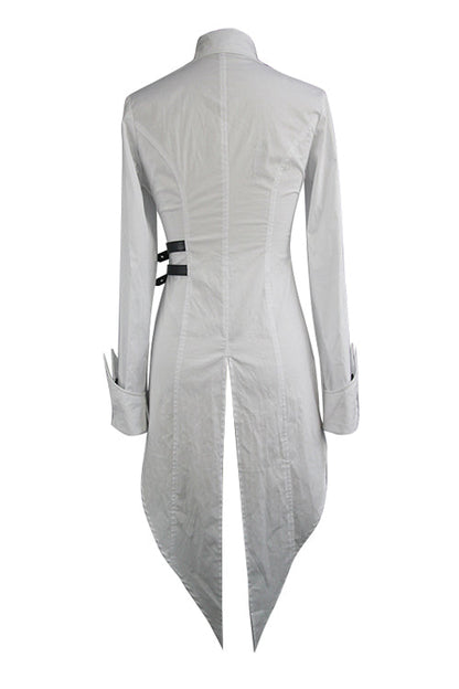Ivory Cotton Long Swallowtail Punk Blouse