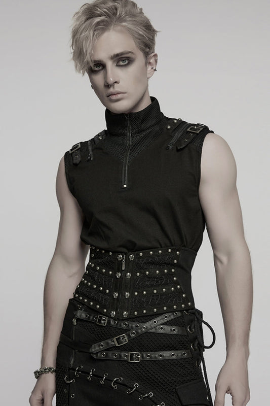 Mesh Gothic Girdle with Lace-Up Stitching