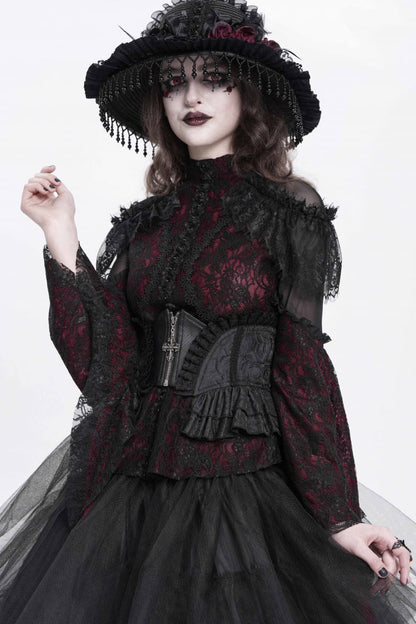 Slim Zippered Gothic Palace Corset with Lace-Up Front