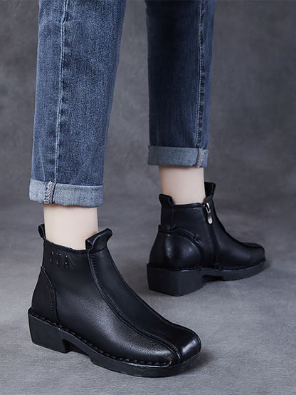 Bottes mi-talons en cuir véritable pour femme, automne AH1050