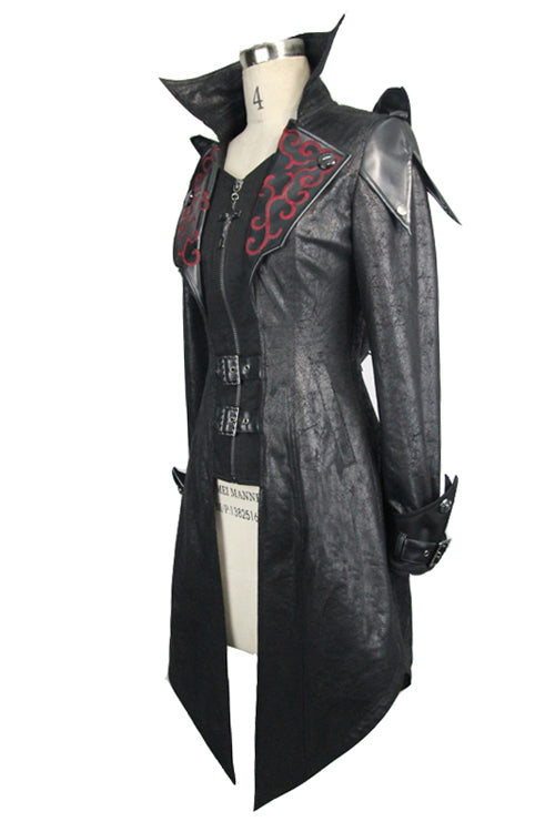 Charcoal Ember Hooded Leather Jacket with Scorched Accents