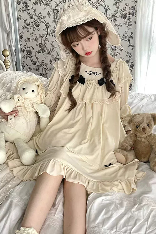 Fairy Tale Sweet Lolita Gown with Square Collar, Trumpet Sleeves & Ruffles
