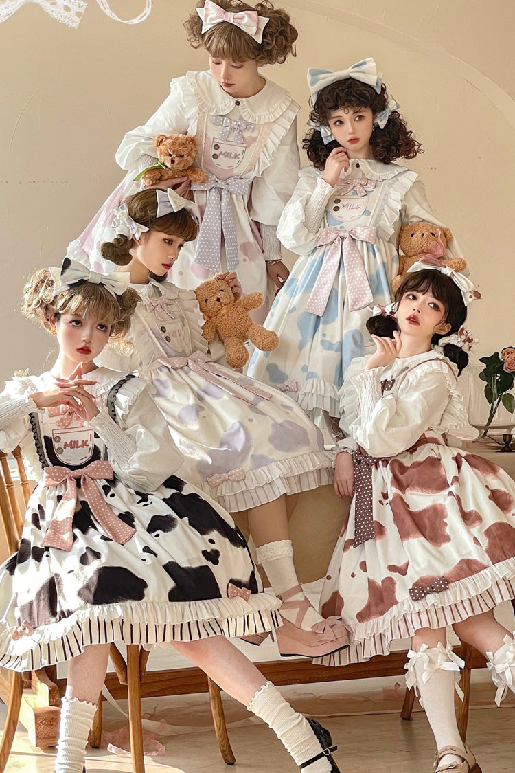 Cow Print Ruffled Bow Lolita JSK in Multiple Colors