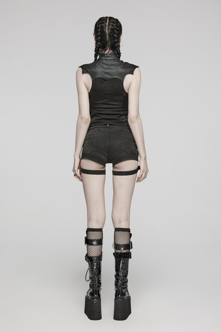No-Sleeve Knitted Batwing Steampunk Waistcoat