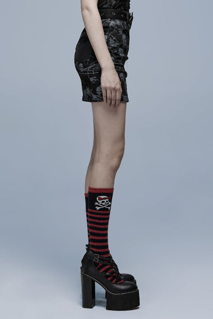 Detachable Skull Print Gothic Skirt