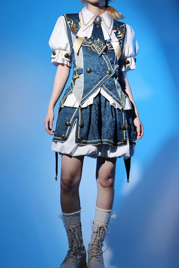 Azure Contract Magic Medieval Embroidery Classic Prince Handsome Ouji Lolita Coat